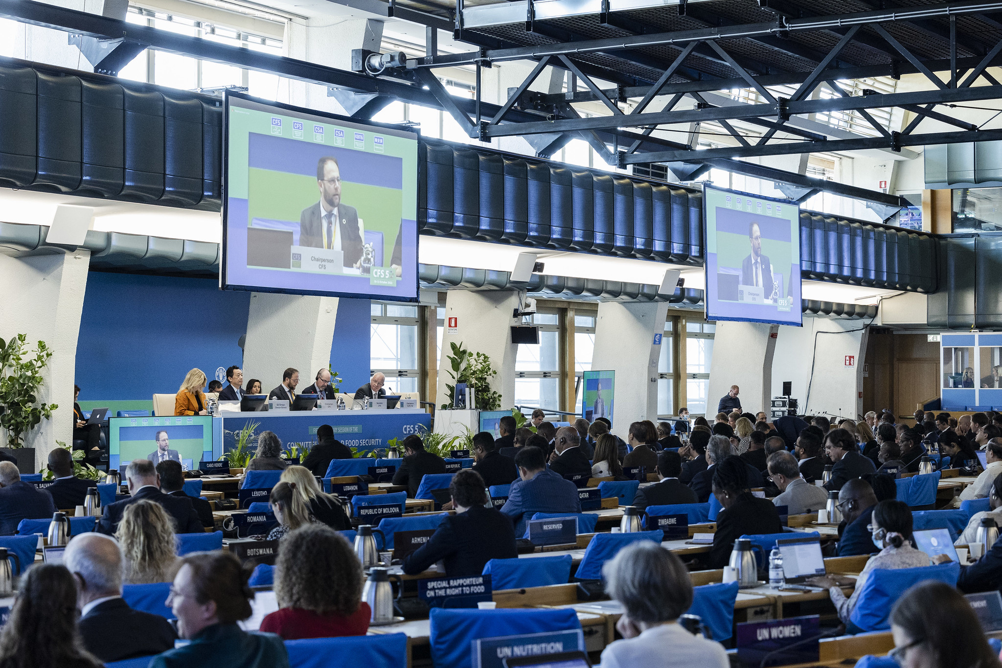 10 October 2022, Rome, Italy - Opening Session: Committee of World Food Security (CFS), 50th Session. FAO headquarters (Plenary Hall). Photo credit: ©FAO/Giuseppe Carotenuto. Editorial use only. Copyright ©FAO.