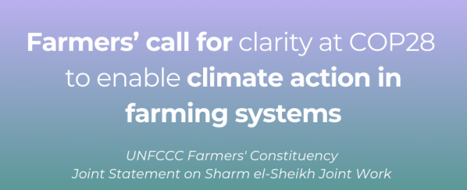 Farmers Constituency COP28 Statement on SSJW